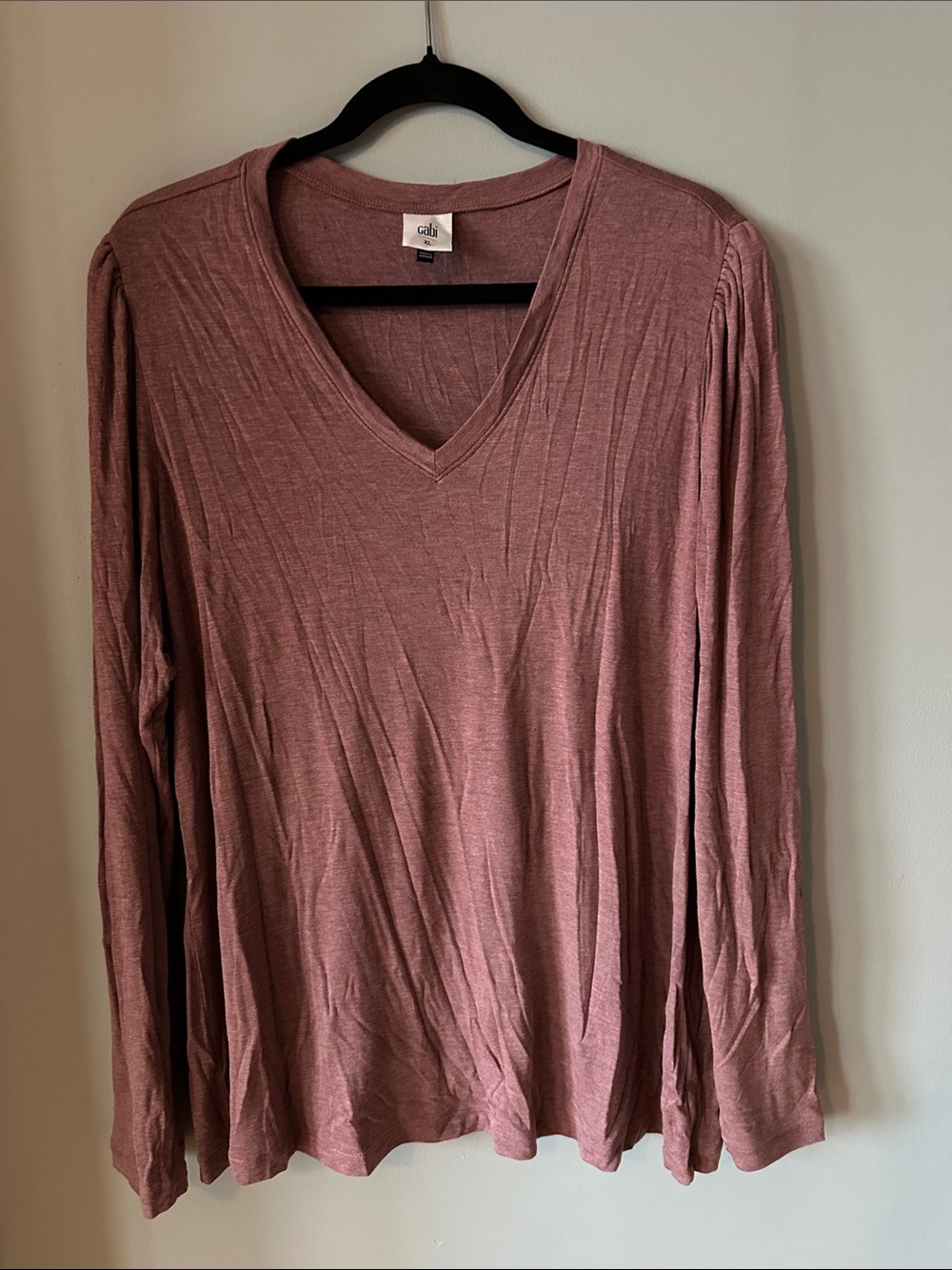 CAbi Long Sleeve V-Neck Top in Dusty Rose